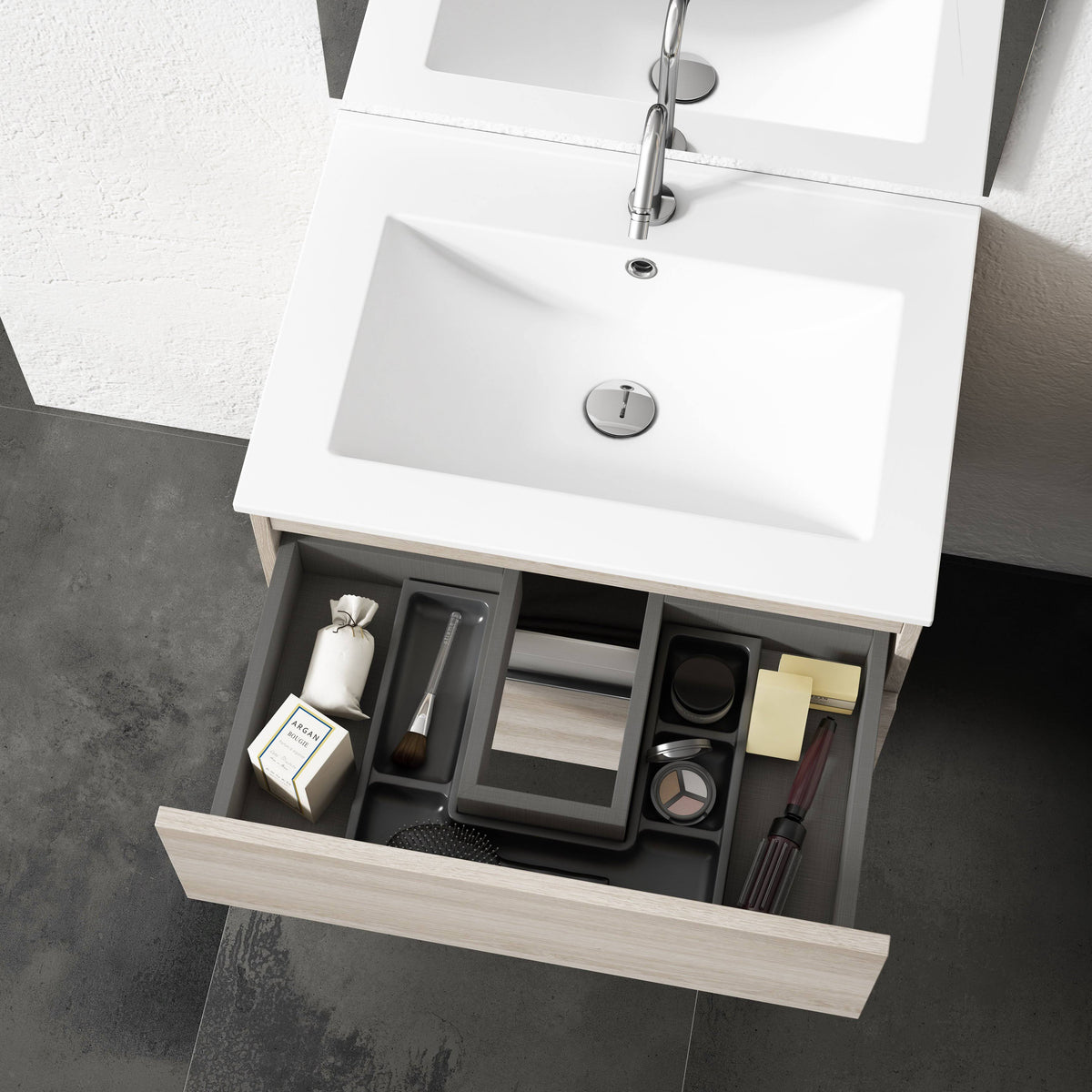 White 2 Drawer Vanity with Ceramic Sink U991351