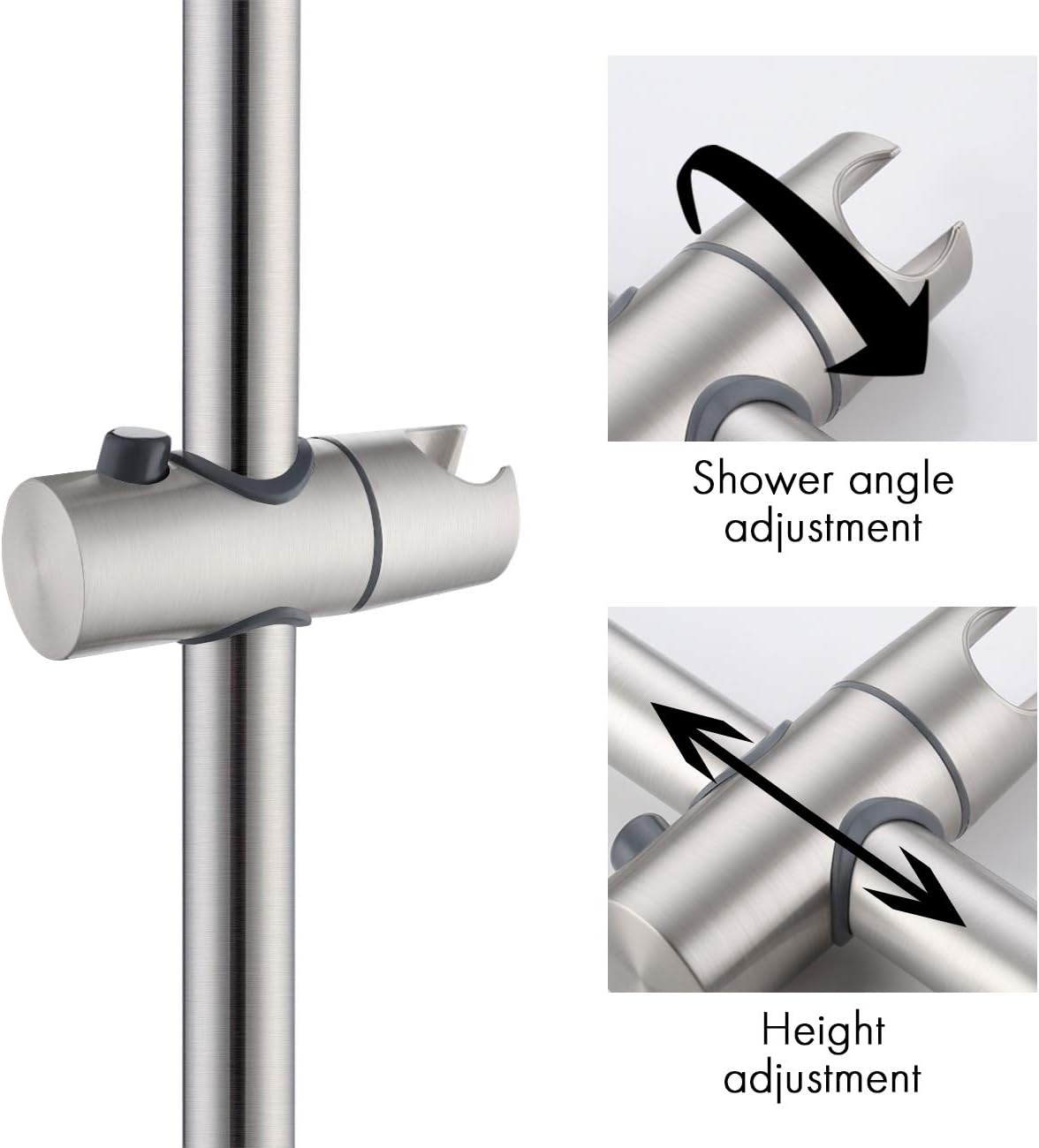 Slide Bar with Handheld Shower Head Hand Shower Hose Holder Adjustable 5-Function Massaging Sprayer Brushed Finish, Pack of 2 I607