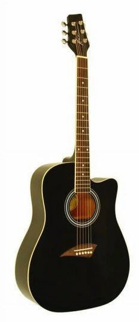 Black Acoustic Dreadnought Cutaway Guitar with Spruce Top U8225